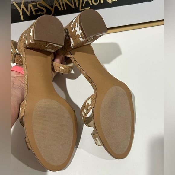 Coach Cork Floral Cutout Block Heel Ankle Strap Sandals Size 9.5 - Picture 8 of 9